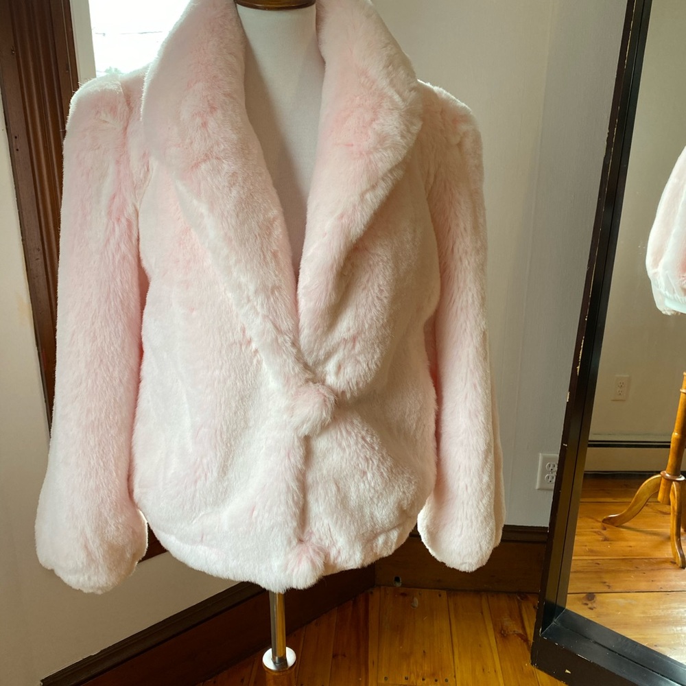 Vintage Donnybrook Pink Faux Fur Coat Jacket Sz Lg